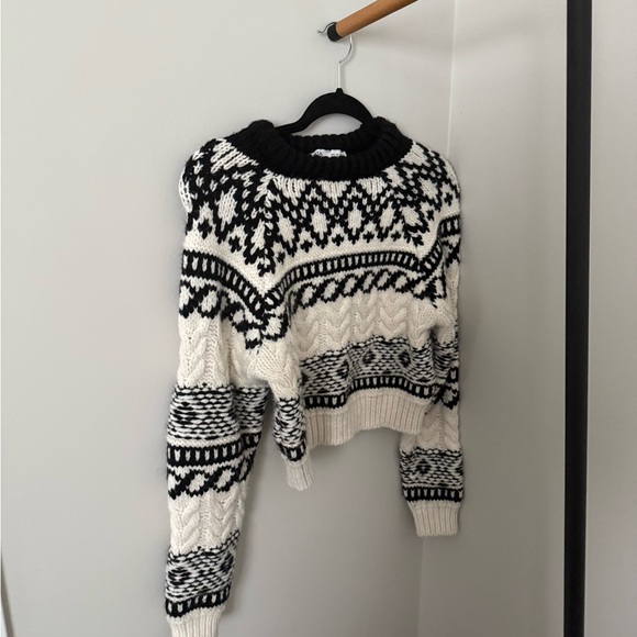Zara Sweaters - Black and Cream Fair Isle Sweater